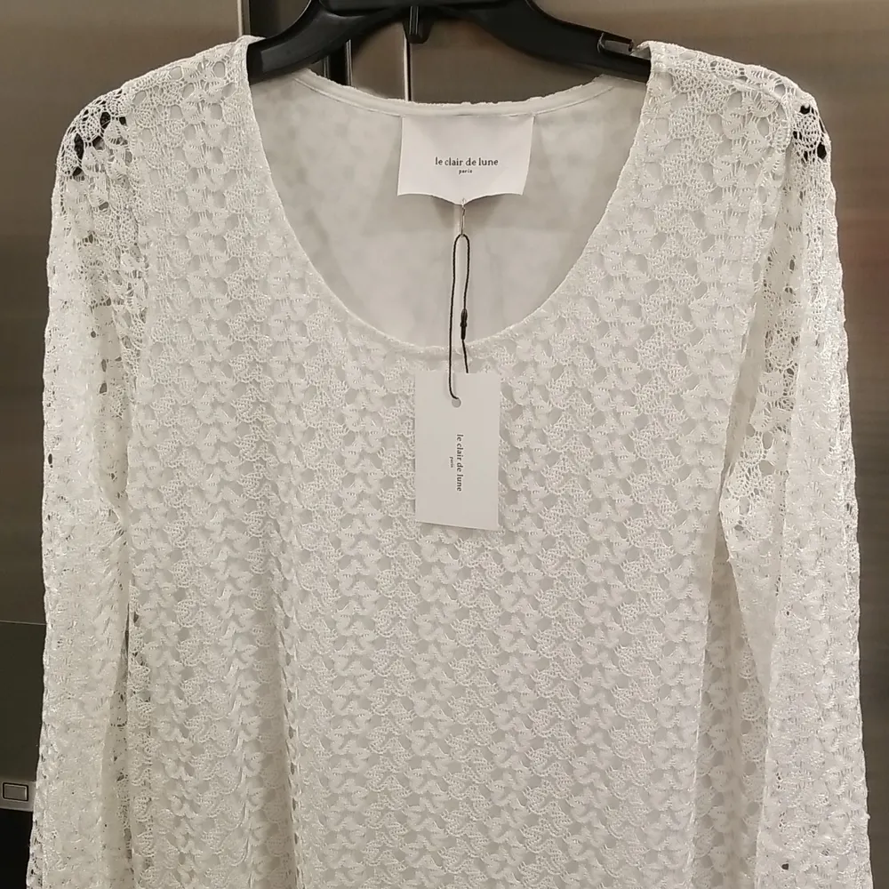 💕LE CLAIR DE LUNE PARIS💕 French Lace Silk Long Sleeve Dress ~ White NWT - Image 3