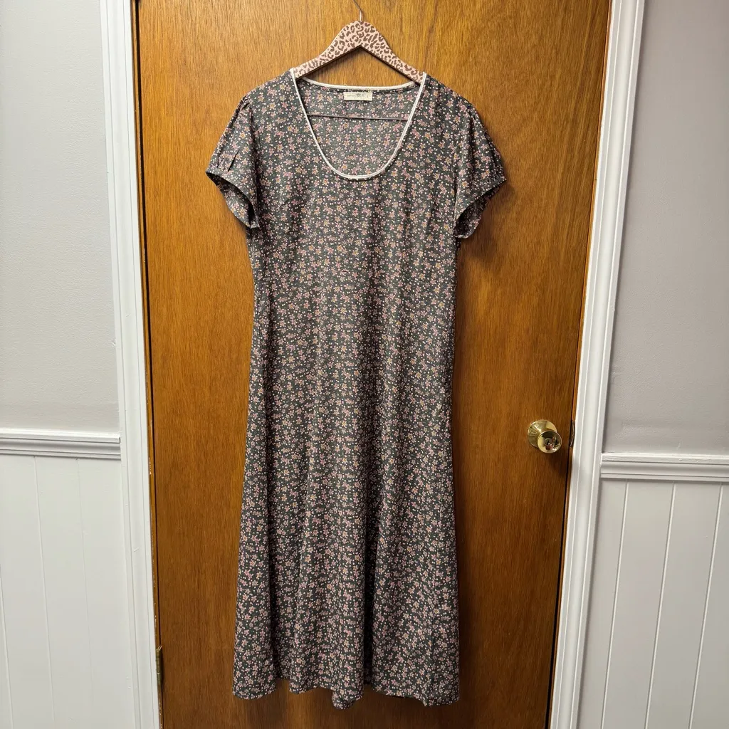 Natural Life Juliette Short Sleeve Midi Maxi Ditsy Floral Dress Gray Large - Image 14