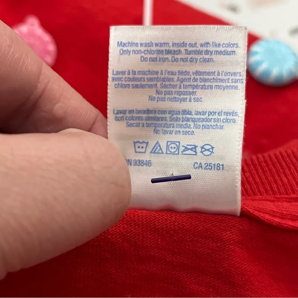 Gildan Christmas DIY Long Sleeve Holiday Top Feather Trim Candy Appliqué Red L - Image 4