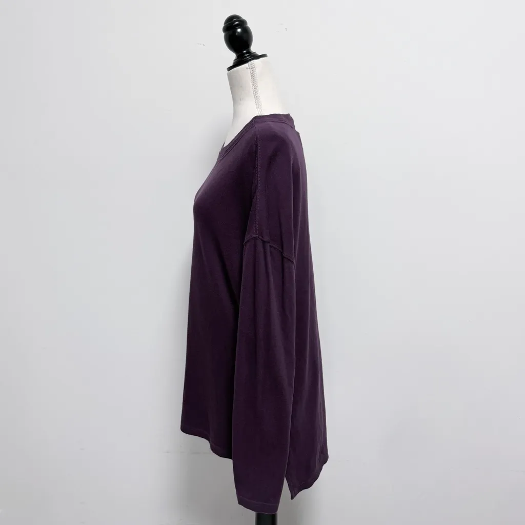 Pact Purple Long Sleeve Round Neck Organic Cotton Hi Lo Oversized Tunic Small - Image 4