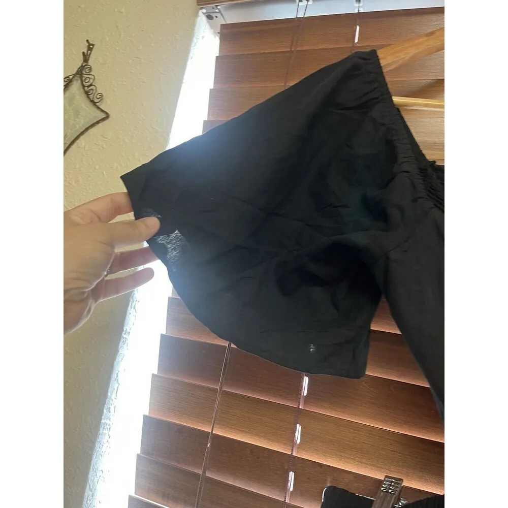 Shy Velvet Women's Summer Dress Square Neck Short Sleeves Crossover Waist Casual Black - Image 10