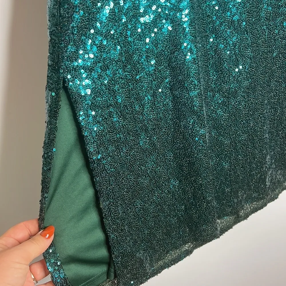Green Sequin MIDI Stretchy Skirt - Image 7