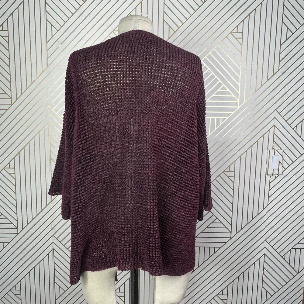Isabel Marant Maroon Purple‎ Open Knit Linen Blend V-Neck Sweater Size 38 / US 6 - Image 7
