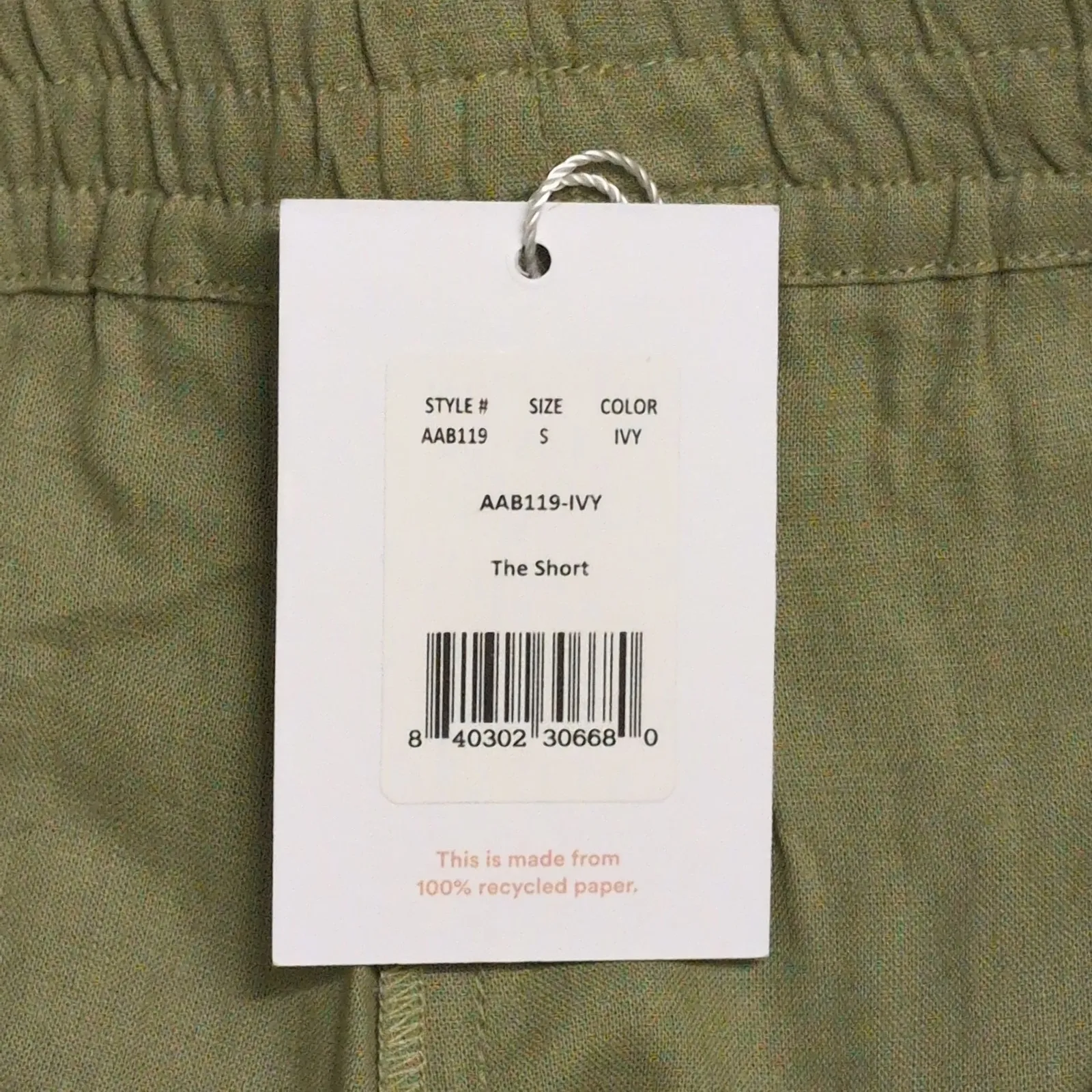 NWT Andie The Short Ivy Green Elastic Waist Drawstring Pockets Casual Shorts S - Image 8