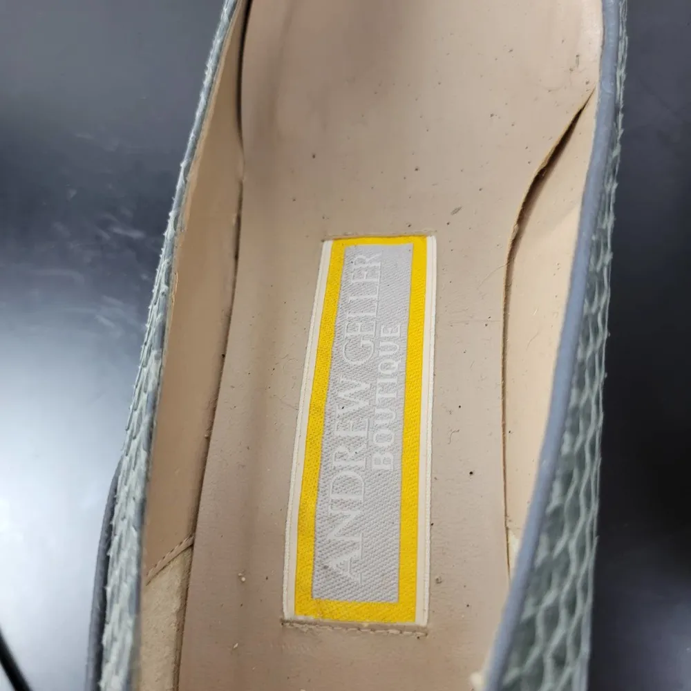 Andrew Geller Womens Shoes Size 8.5 Gray Embossed Snakeskin Leather Pump Heels - Image 5