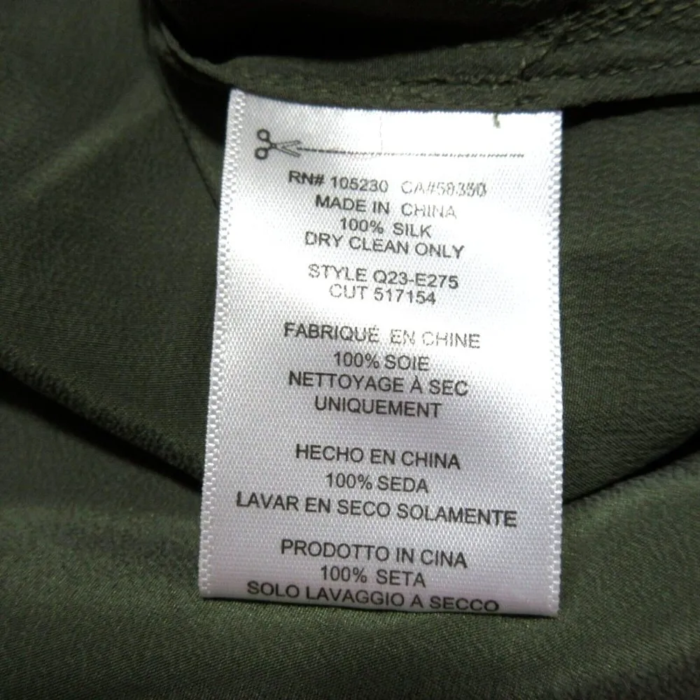 NWT Equipment Knox Blouse in Dark Green Washed Silk Lace-up Tie Shirt XS $228 - Image 6