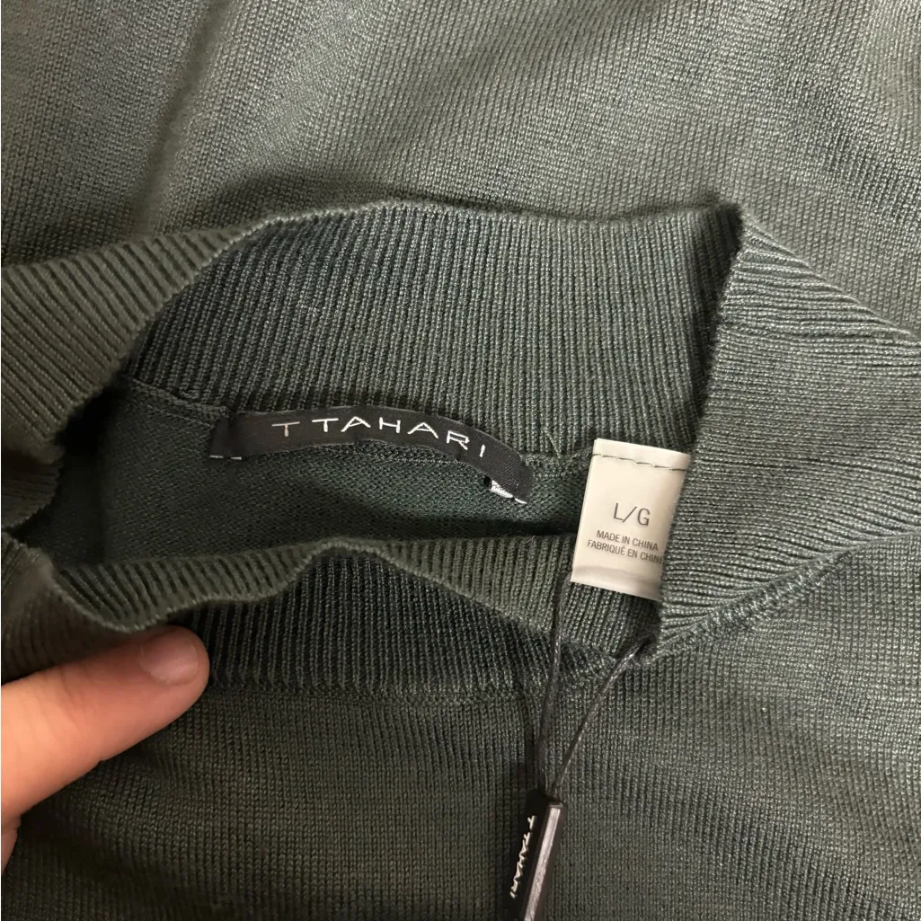 Tahari Green Short Sleeve Knit Top | Size Large | New With Tags - Image 3