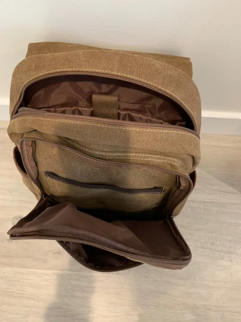 EuroSport Canvas Backpack Brown - Image 3