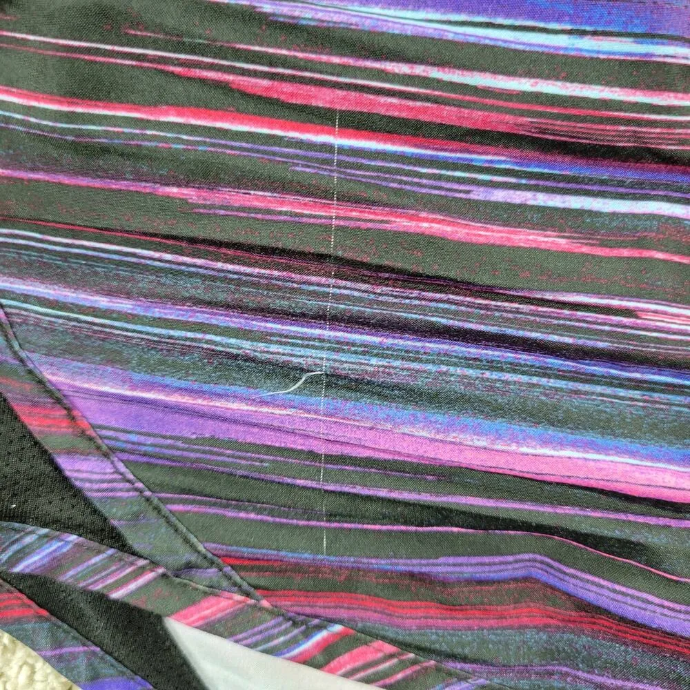 Nike Dri Fit Womens Tiempo Running Shorts L Black Pink Purple Stripes Athletic - Image 4