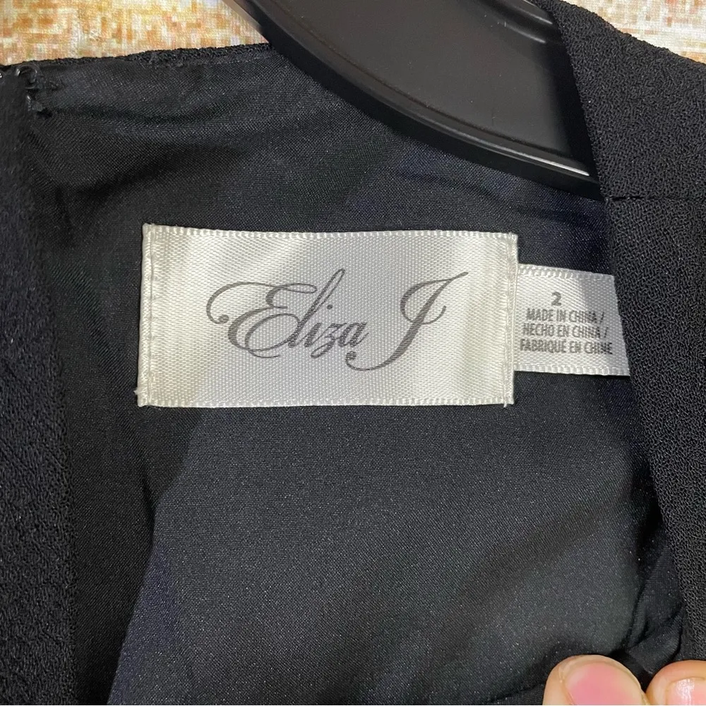 ruffle layered skirt black formal sleeveless sheath dress women Size 2 - Image 8