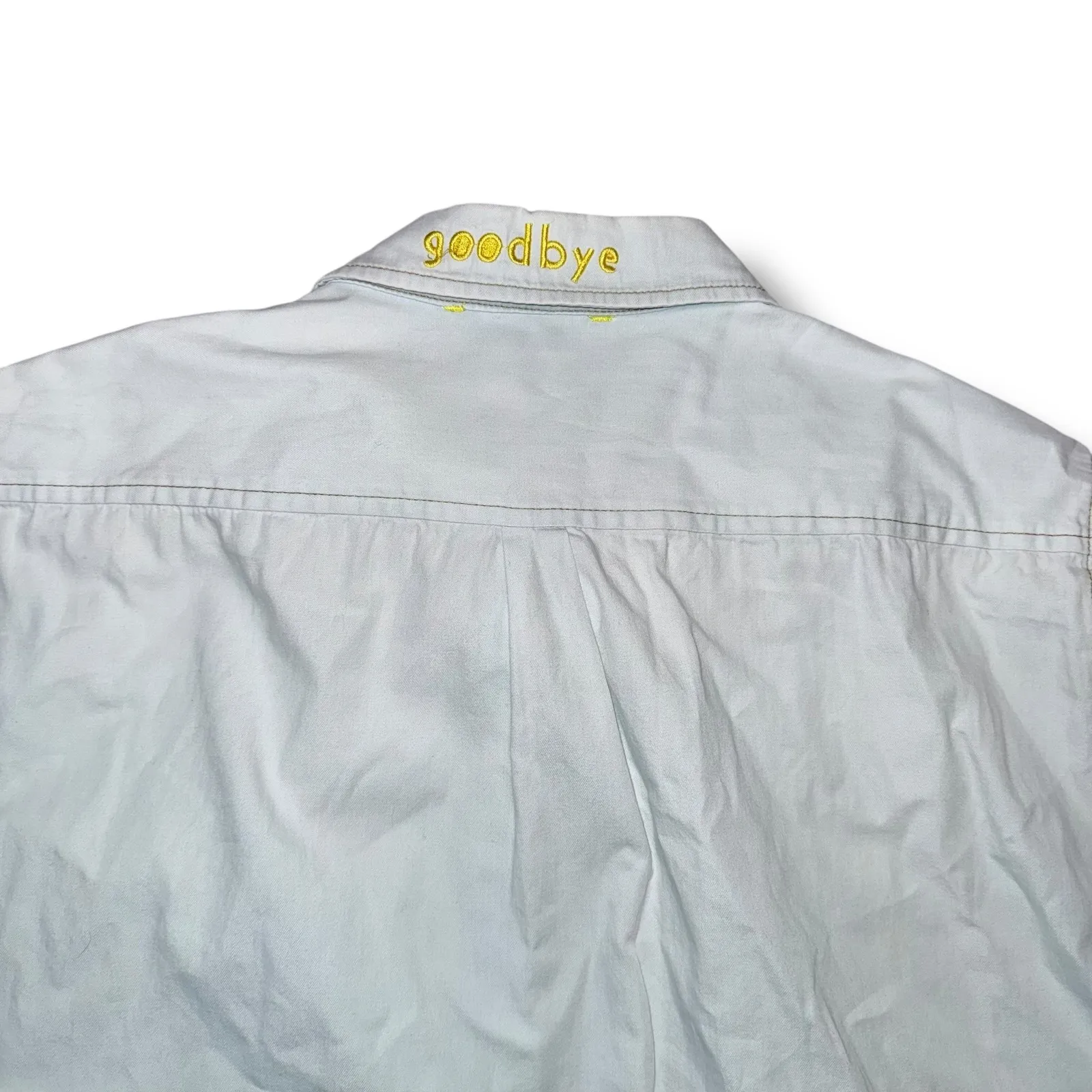 KERRI ROSENTHAL Womens Smiley Face Patches Heart Embroidered Button Up Shirt S White - Image 5