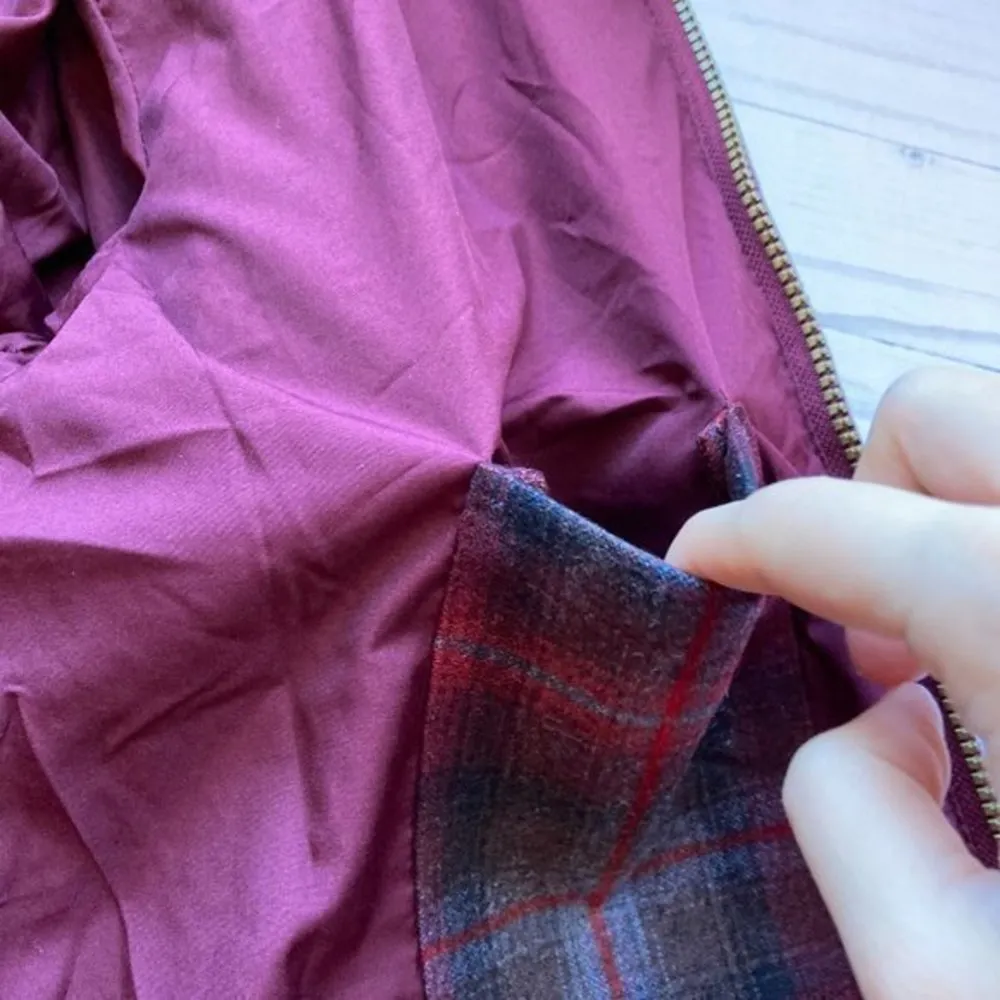 Pendleton Fuzzy Sherpa Wool Blend Full Zip Burgundy Jacket Sz S - Image 11