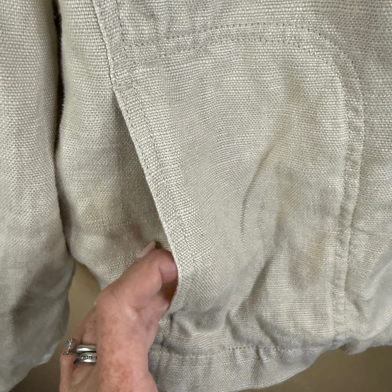 J Jill Womens Hemp Hooded Jacket Button Front Beige Size LG Split‎ Back Career Gray - Image 7