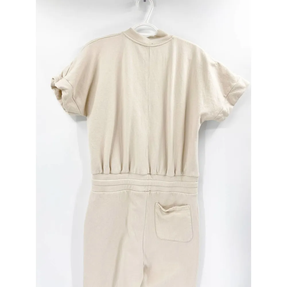 All Saints Kayla Linnet White Cotton Sweatshirt Short Sleeve Zip Front Jumpsuit - Image 52
