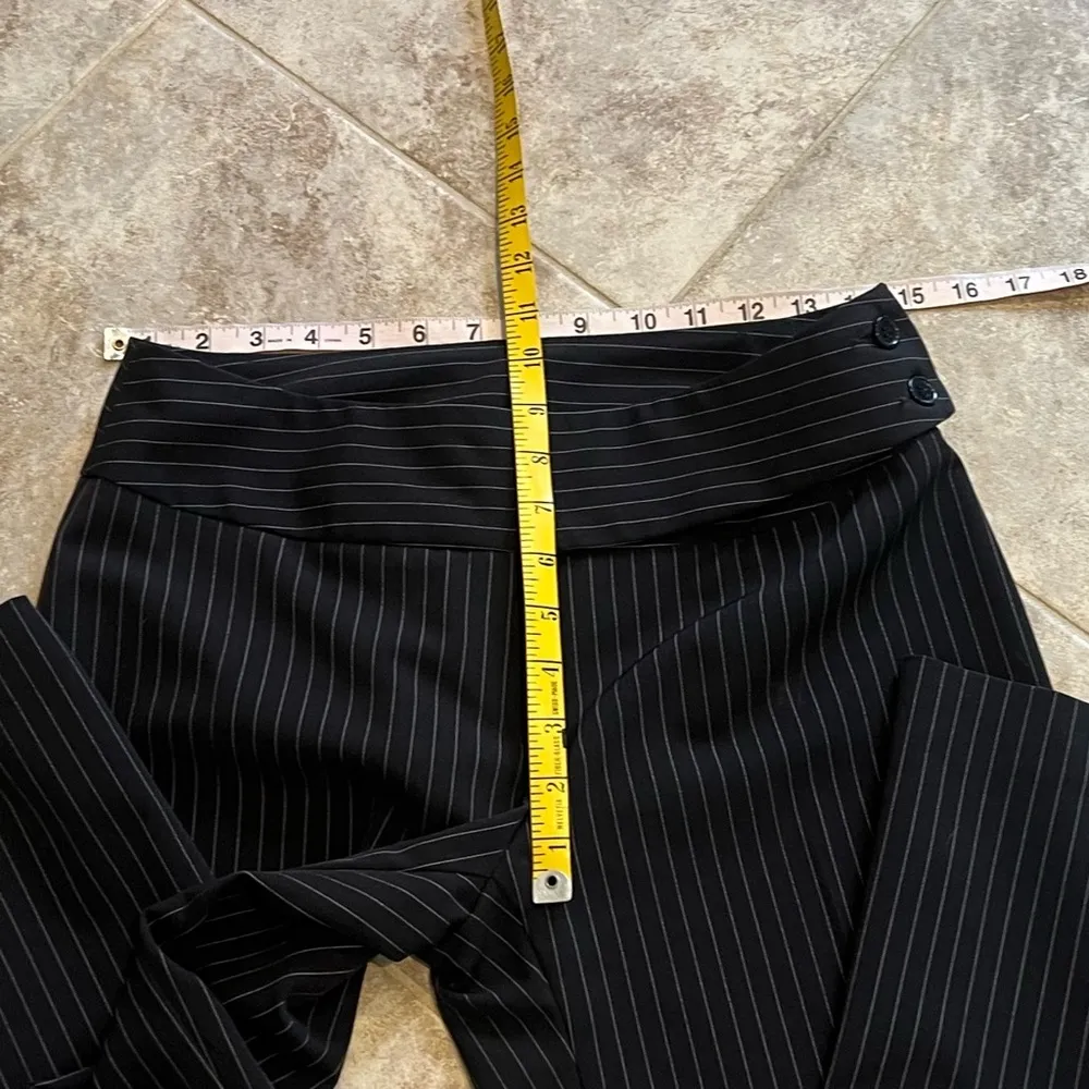 United Colors Of Benetton Wide Leg Pinstripe Pants Black White Stretch 40 / 10 - Image 6