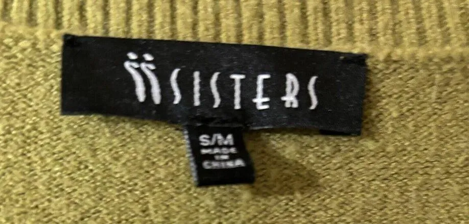 77 Sisters Sweater Womens Small Medium Green Distressed Pullover Sweatshirt - Image 6