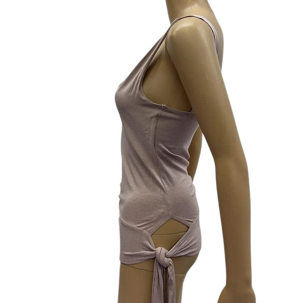 Ya Design of Nature Muted Rose V Neck Ruched and Tie Sides Tank Top Womens Small Pink - Image 3