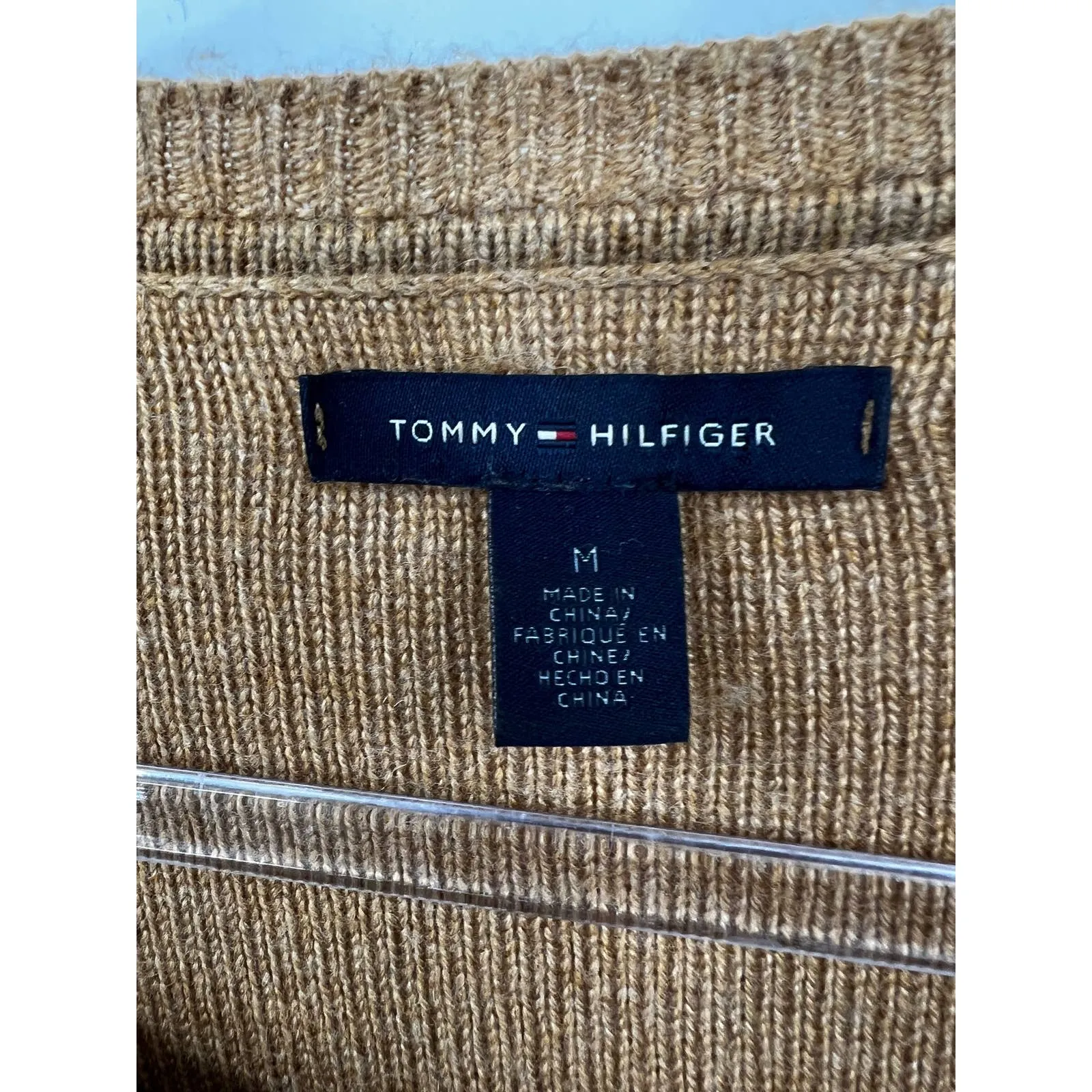 Tommy Hilfiger Women's Sweater Medium Cable Knit Pullover Stretch Buckles‎ Brown - Image 2