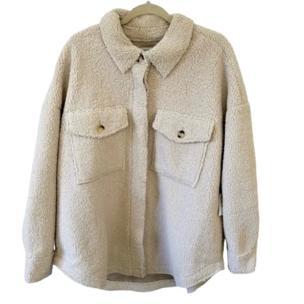 Good American Women’s Faux Shearling Midi Teddy Coat In Beige Size L/XL GA-3/4 - Image 2