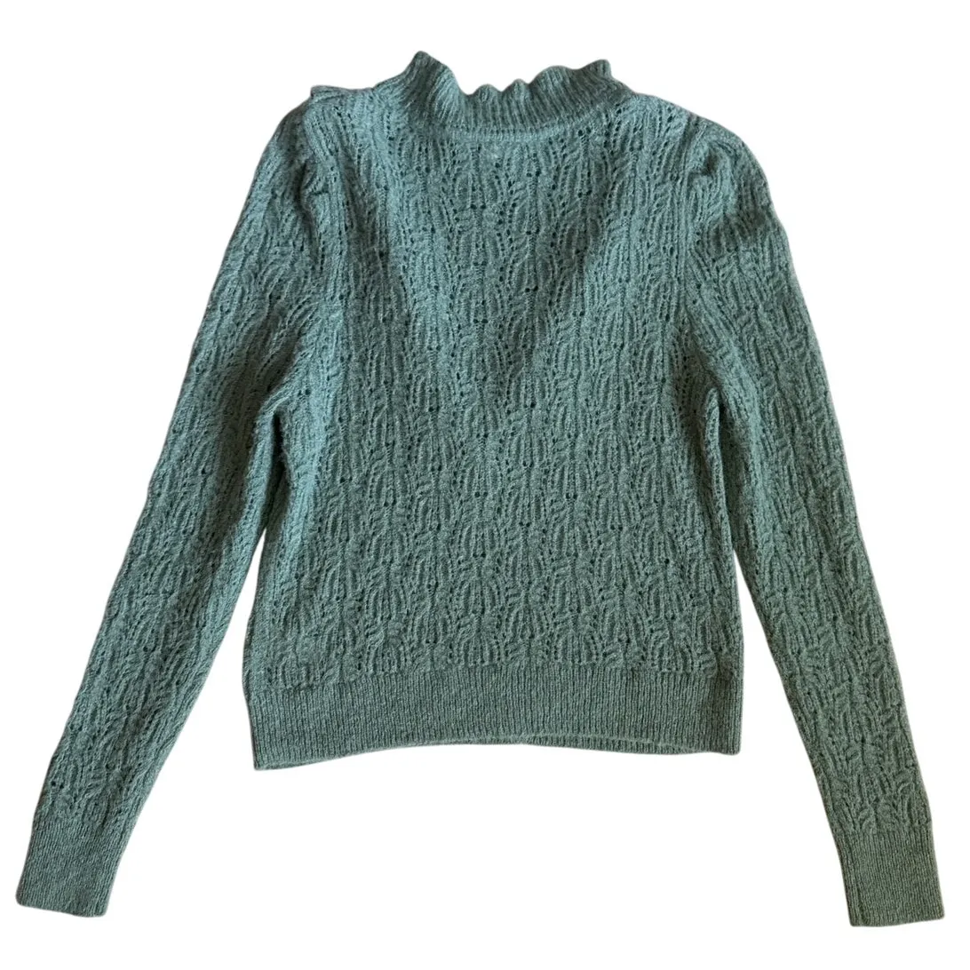 Veronica Beard Alpaca Ruffle Sorina Sweater in Sage Size Medium - Image 12