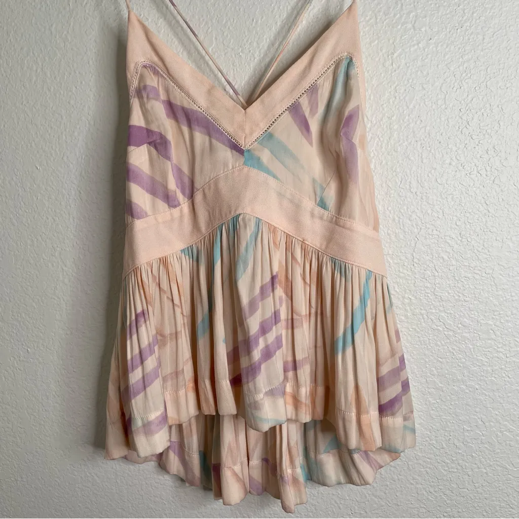 Free‎ People Pastel Flowy Tank Top Size 6 - Image 3