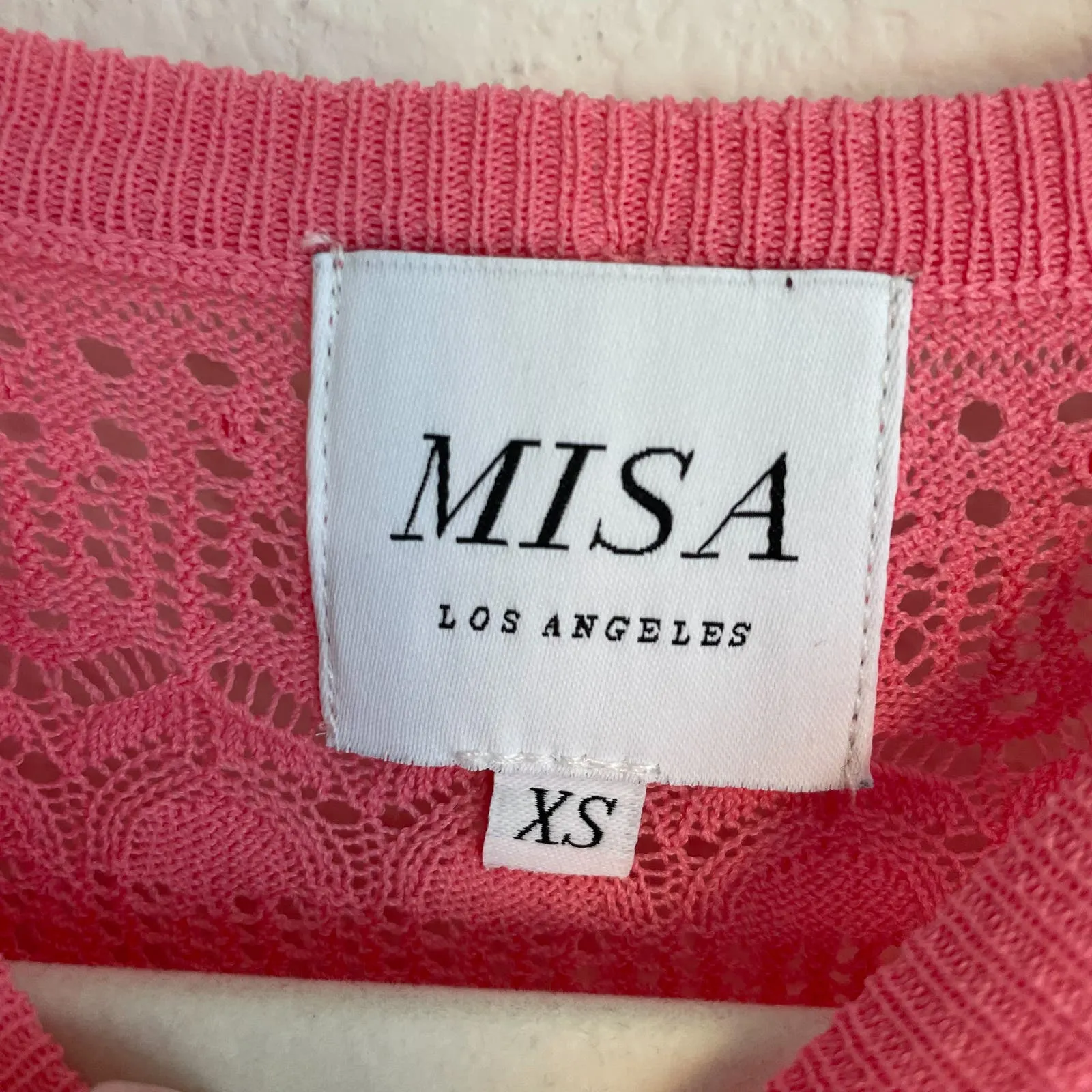 MISA Los Angeles Pink Crochet Long Sleeve Sweater - Image 11