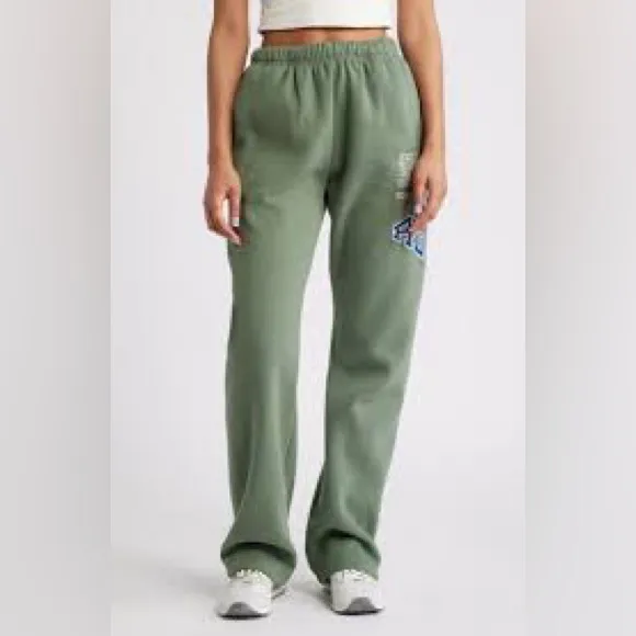 THE MAYFAIR GROUP: SCAN TO RELAX WIDE LEG SWEATPANTS | OLIVE AND ROYAL! W S/M! Green Size undefined - Image 2