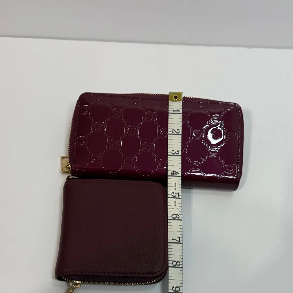 Bebe Maroon Wallet Duo with Gold Accents - Image 6