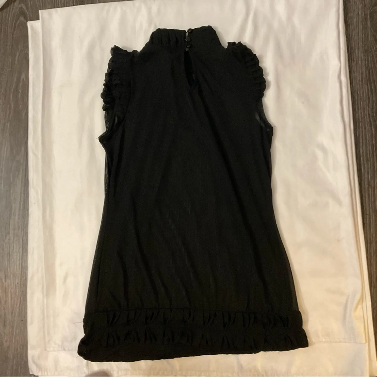 The Limited Sheer Black Sleeveless Ruched Detail Top XS Coquette Girl Rocker - Image 5