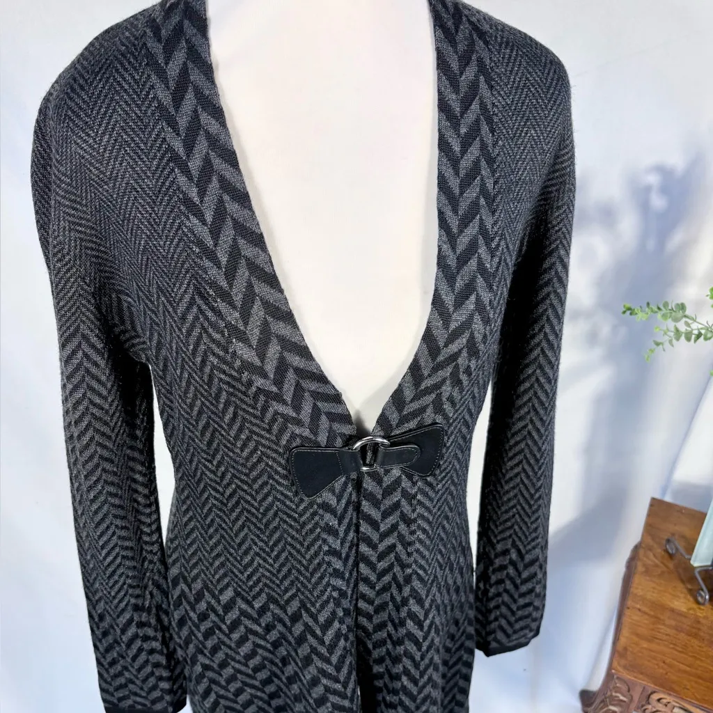 Soft Surroundings West Saxon Herringbone Wool Buckle-Front Duster Cardigan~ M💛 - Image 2