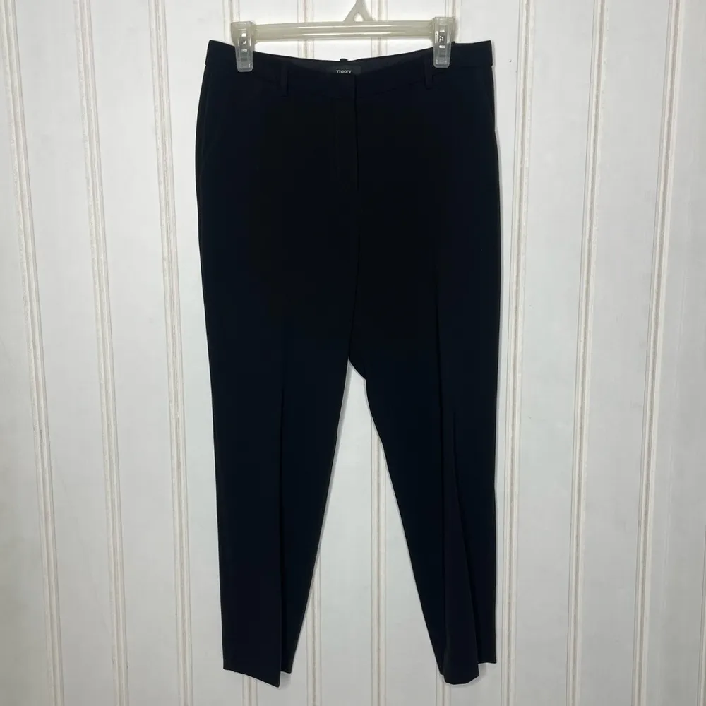 Theory Cropped Theory Admiral Crepe Pants Trousers Sz 6 Black 297 - Image 3