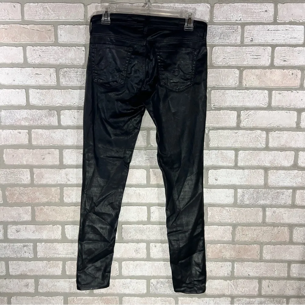 Ag The Legging Ankle Super Skinny Coated Jeans in Super Black Size 25 - Image 6