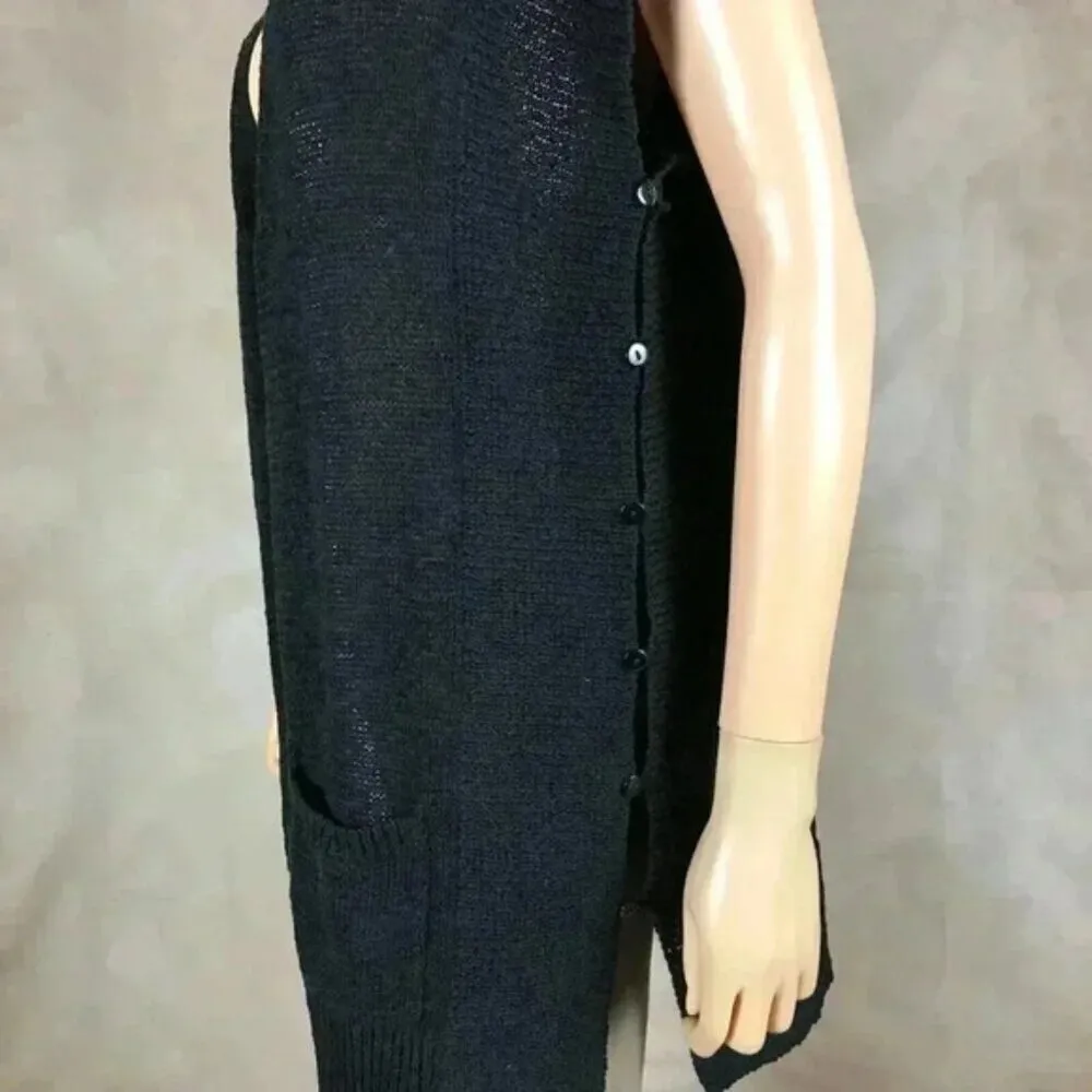 Vintage WD.NY Tapeyarn Black Cardigan Vest Size SMALL - Image 5
