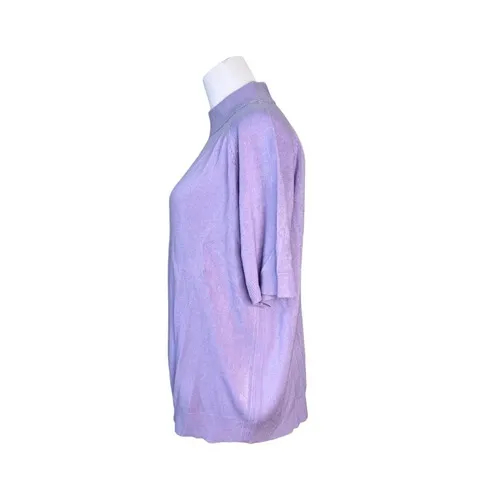 Draper's & Damon's Soft Spun Acrylic Mock Neck SS Lilac Sweater XL Colorful Cozy Purple - Image 2