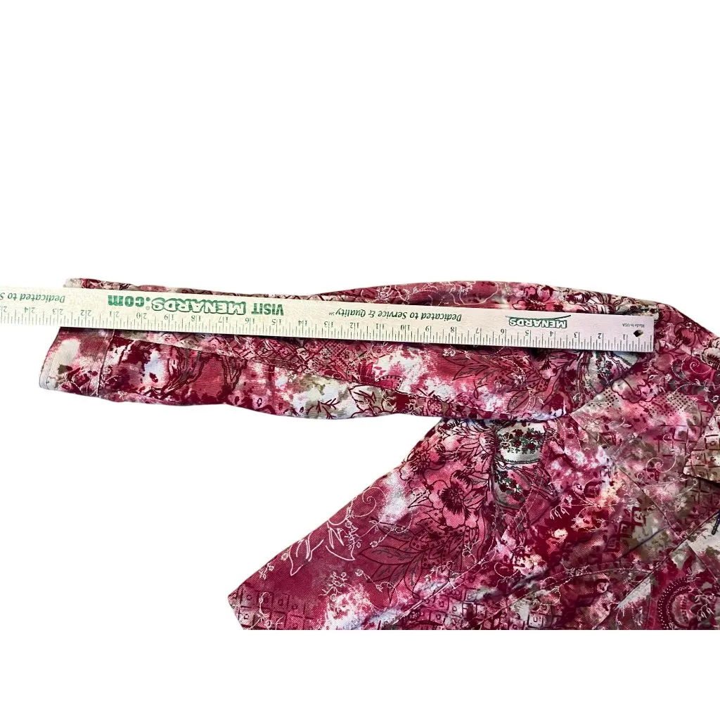 Christopher & Banks Jacket Womens M Red Multi Corduroy Zip Front Embroidered - Image 11