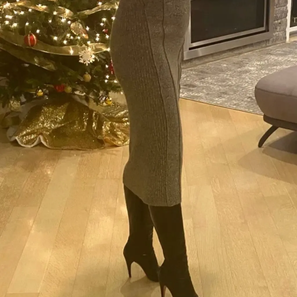 Marc by Marc Jacobs Cashmere Wool Brown Taupe Heather Ribbed Knit Midi Skirt XS - Image 3