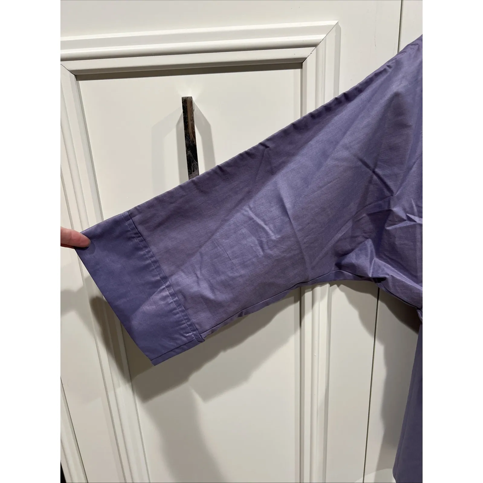 Vtg Diane Von Furstenberg Purple Iridescent Popover Blouse Size 16 Designer - Image 2