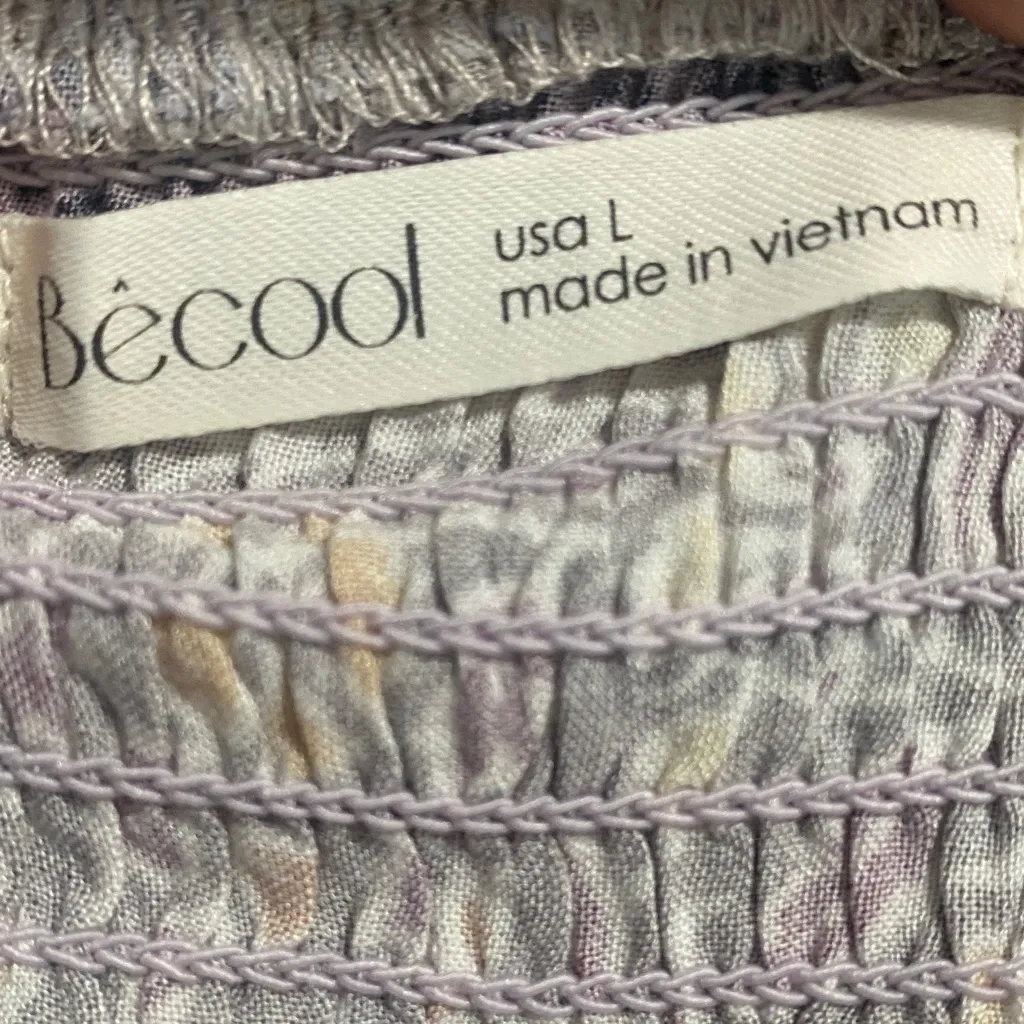 Bohemian Floral Midi Dress in Purple and Cream Size L - Image 12