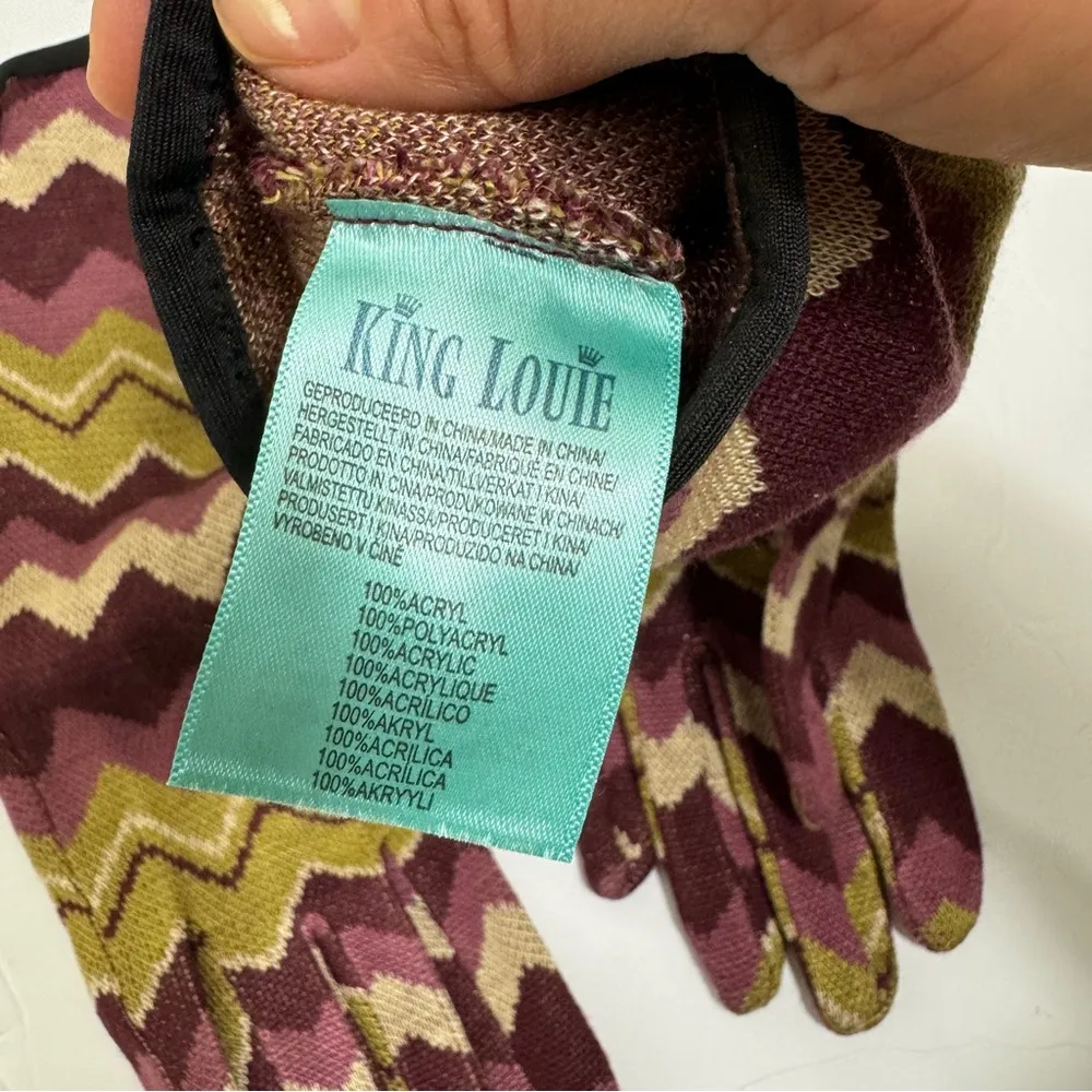 King Louie Glove Shakin in Chartreuse Yellow with a zigzag pattern Tan - Image 7