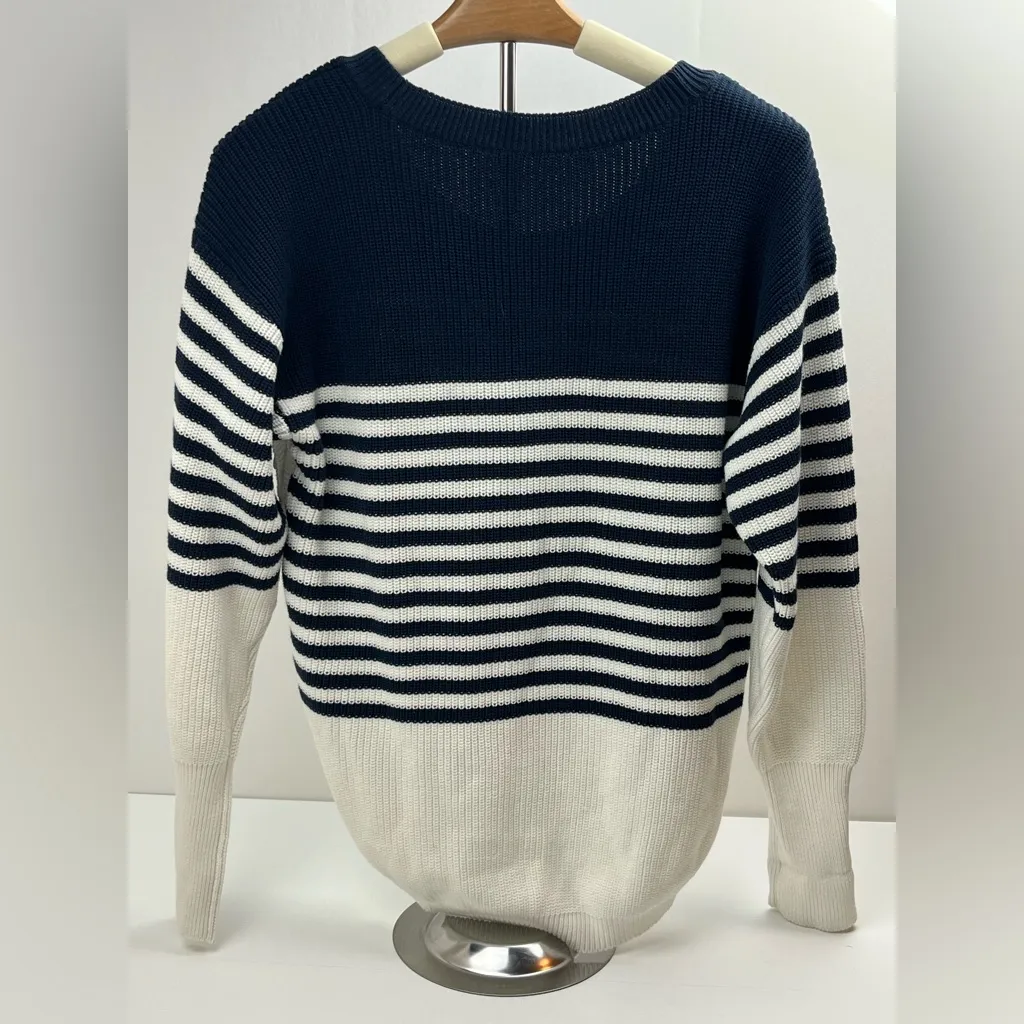 Sundays Alder Side‎ Button Navy Blue White Striped Sweater *SEE MEASUREMENTS - Image 13