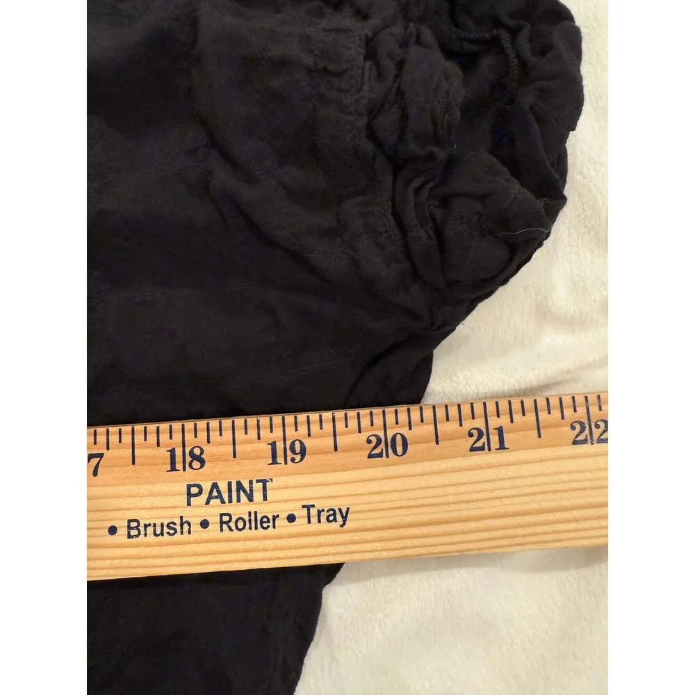 Cloth & Stone by Anthropologie Short Sleeve Crinkle Tie Front Top Black Small - Image 10