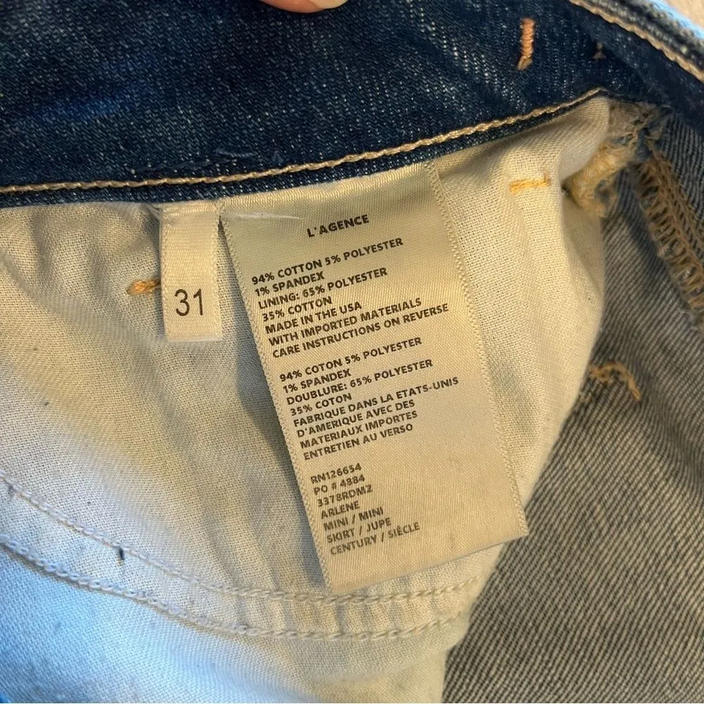 L’Agence Arlene Denim Mini Skirt Century Faded Medium Wash Size 31 - Image 4