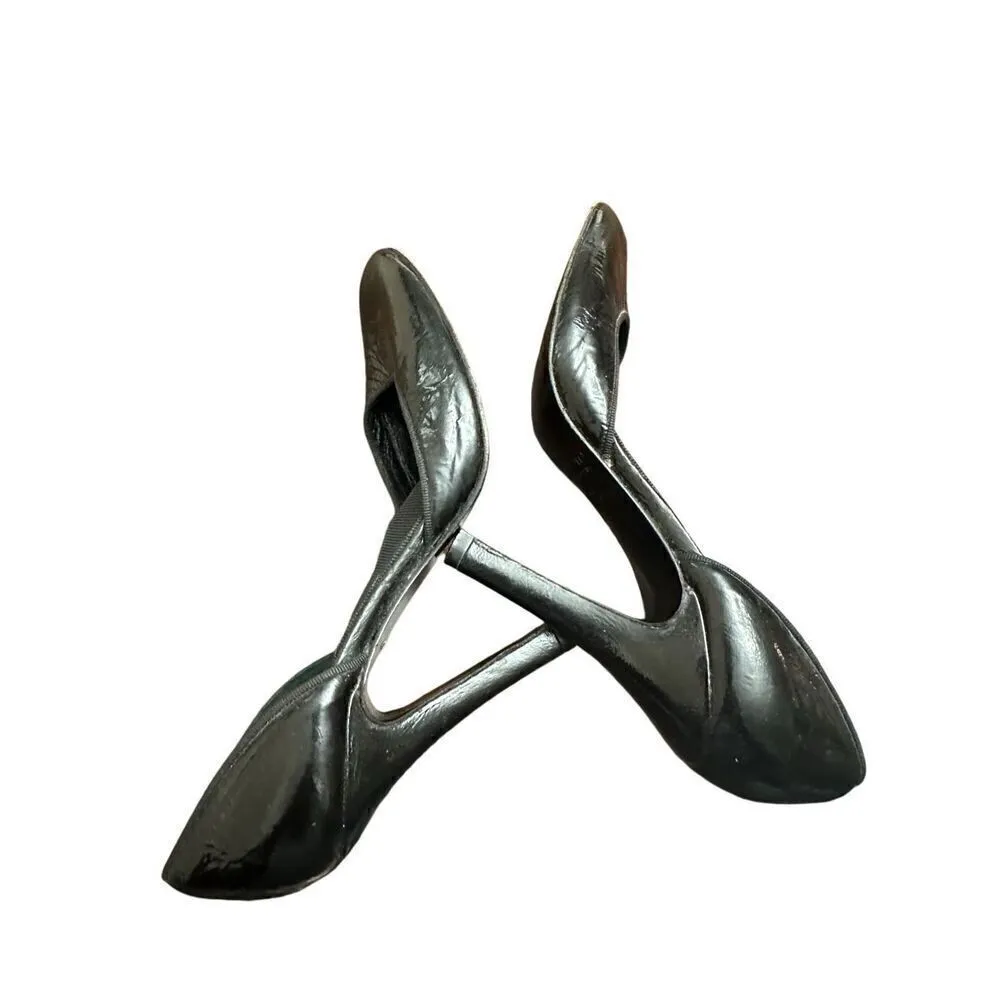 LANVIN Vintage Leather Heels Size 371/2 Black - Image 4