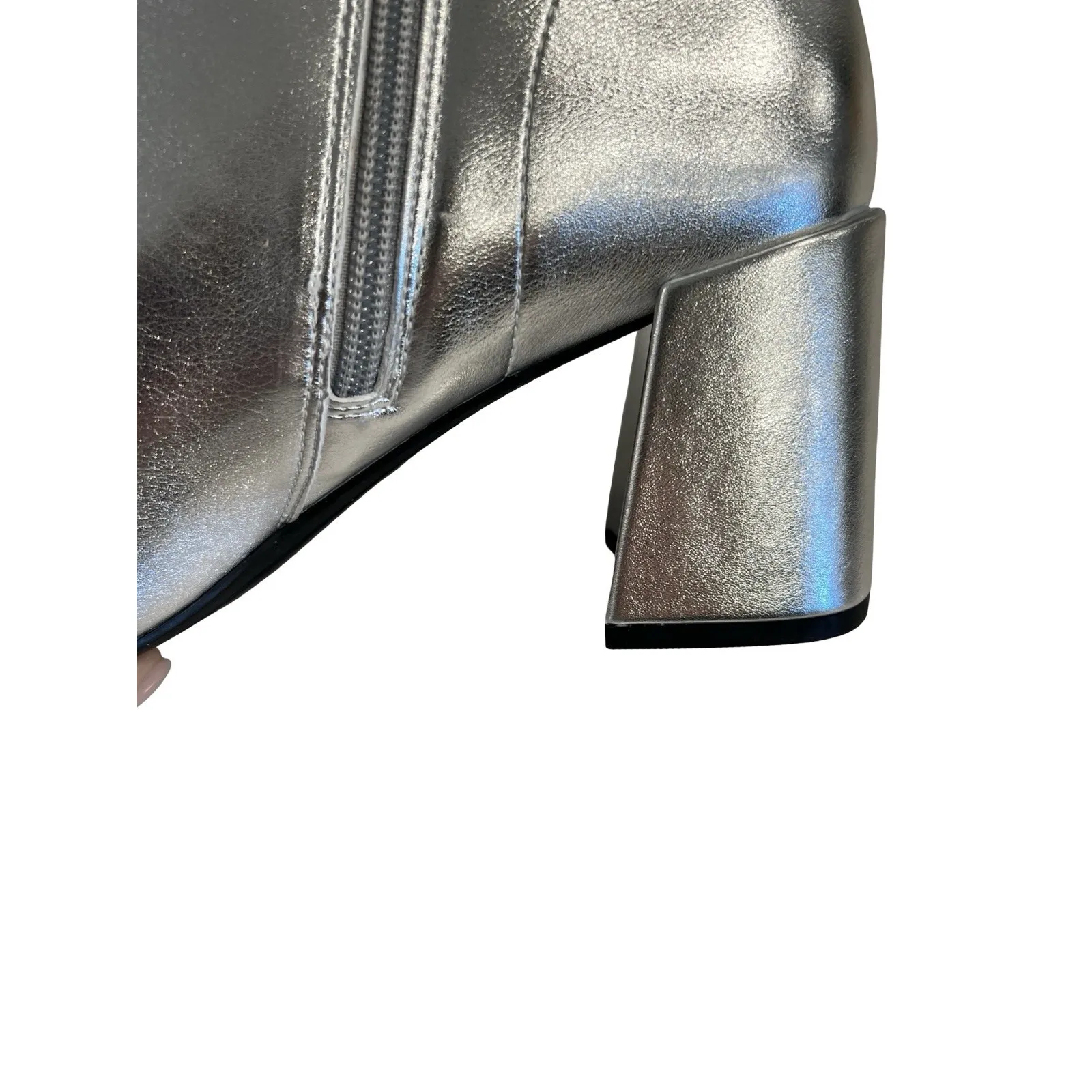 Women's A New Day Pippa Chunky Heel Ankle Boots Silver Women Size 9.5 - Image 9