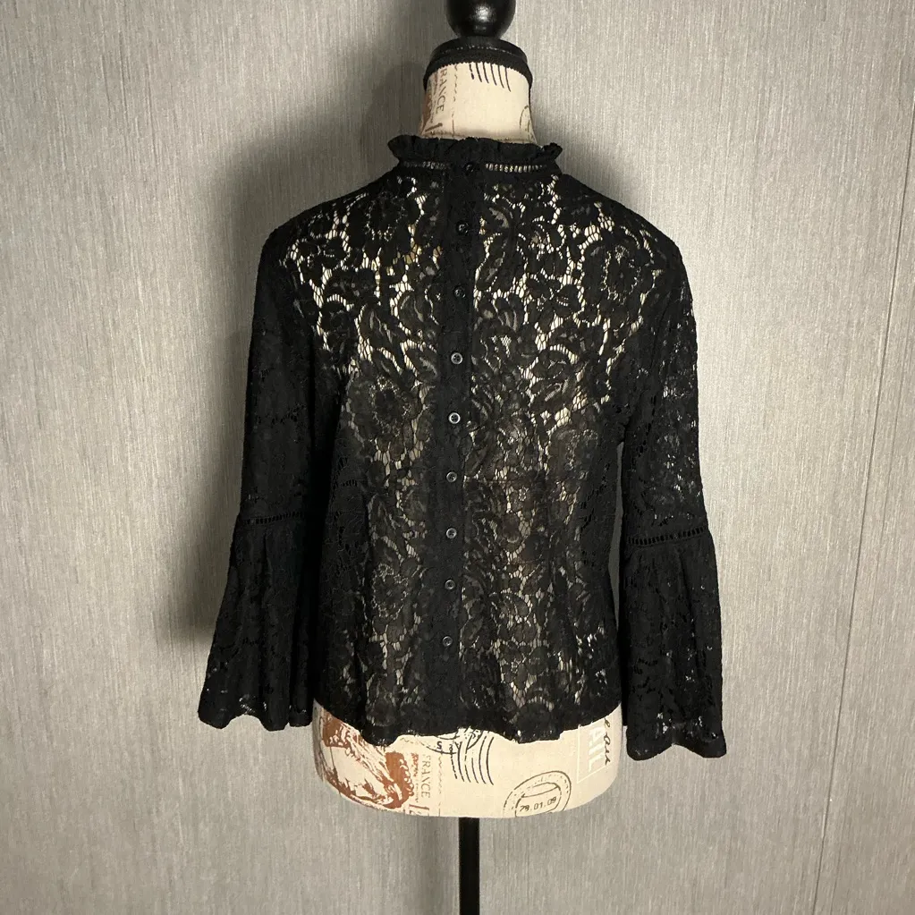 BB Dakota Black Lace Blouse Size Small - Image 7