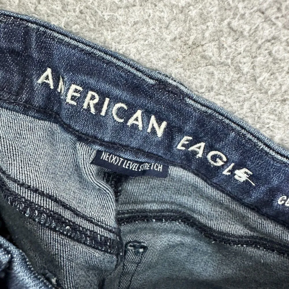 American Eagle shorts women 00 blue dark wash curvy super high rise shortie boho - Image 3