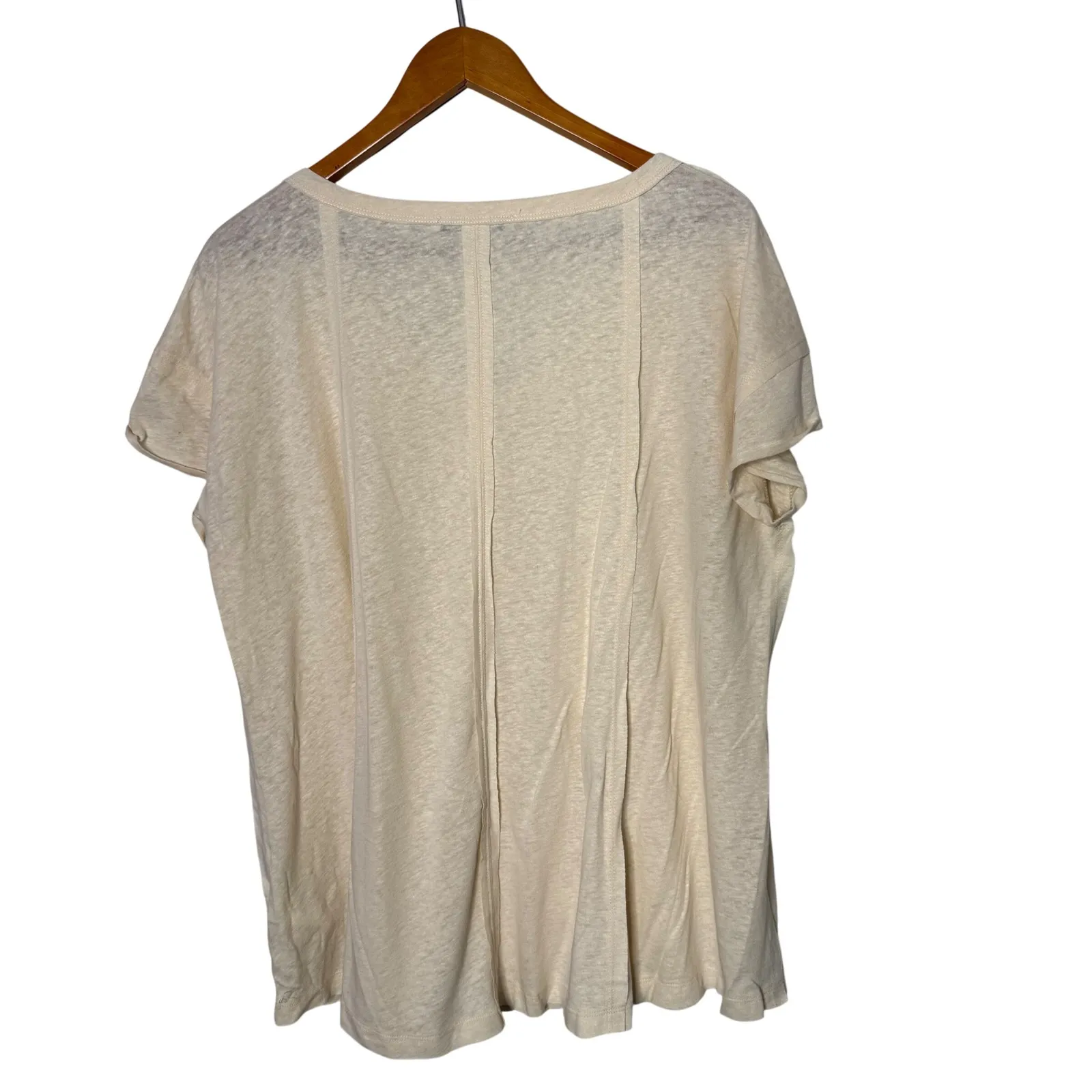 Peace Love World Flax Linen Slub Knit Flowy Tee Size M Minimalist Coastal BOHO - Image 7