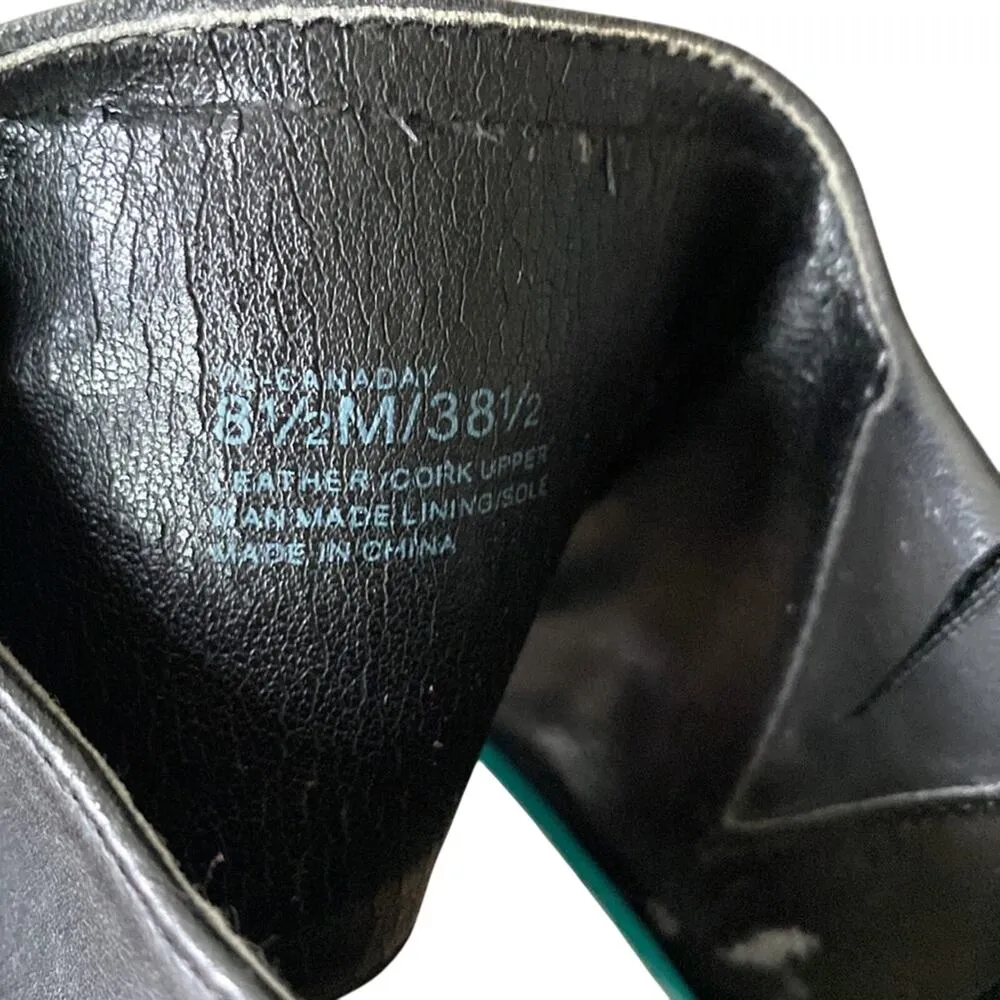 VINCE CAMUTO Leather Sandal Womens Sz 8.5 Black Platform Peep Toe - Image 6