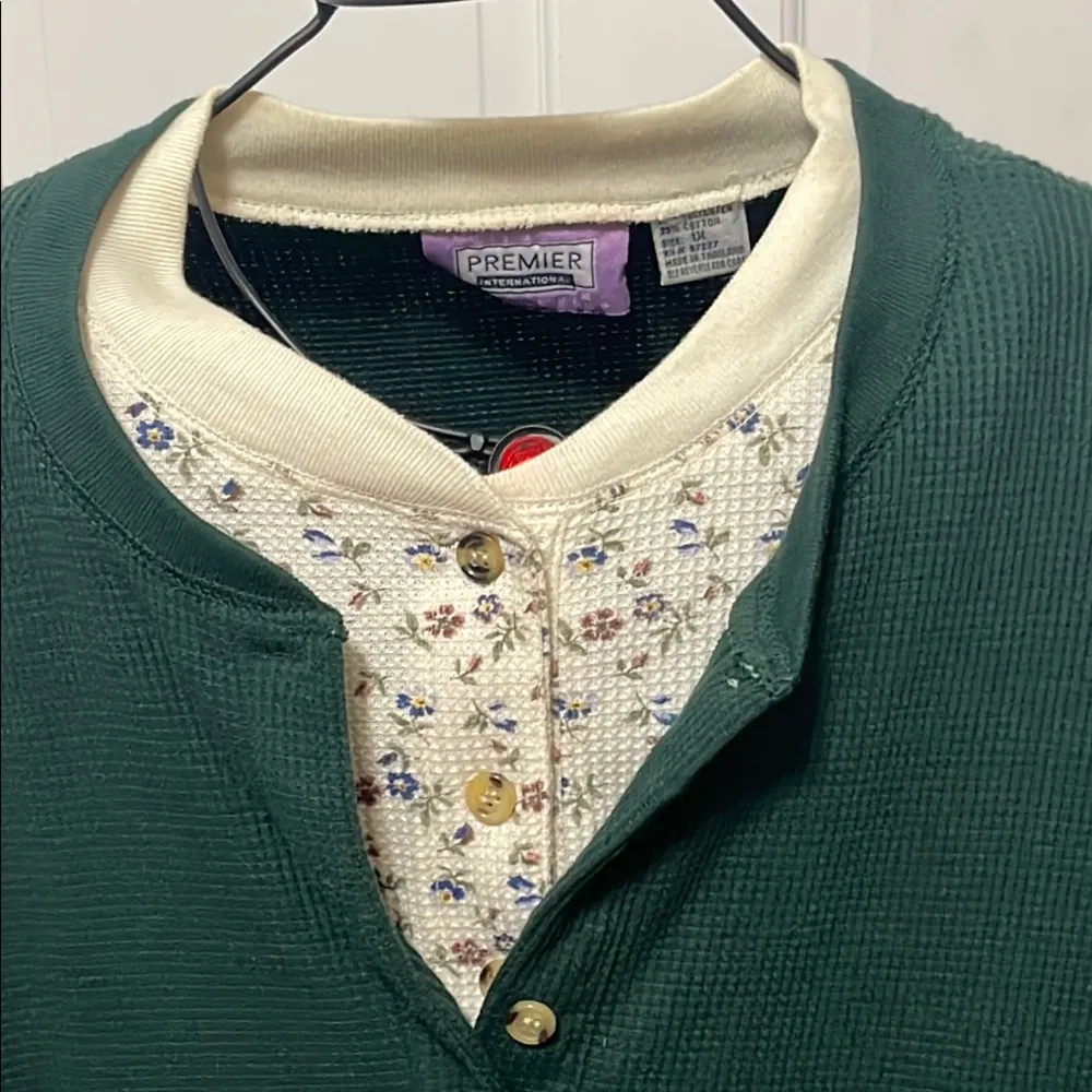 πππ3 for 12$πππPremier Forest Green Polo with Floral Collar Size 1X - Image 3