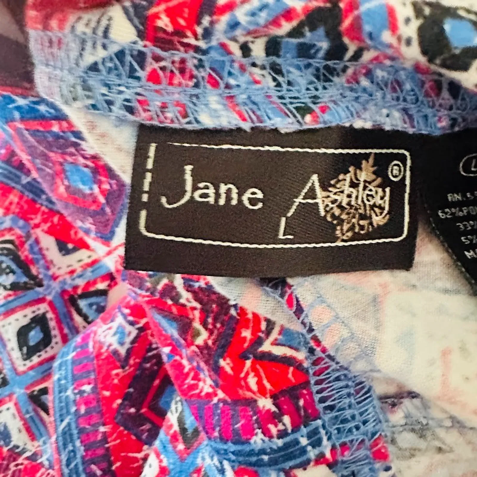 Jane Ashley Bohemian Maxi Skirt Size L Red Blue Boho Hippie Beachy Stretch Aztec - Image 6